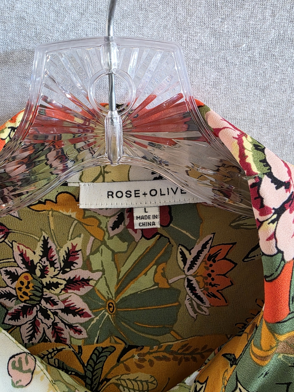 Rose & Olive Floral Patchwork Button-Down Shirt in Orange, Green, Yellow - Picture 3 of 4